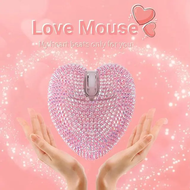Alt view image 6 of 7 - Wireless Bluetooth Mouse, Rechargeable Silent and Stylish Heart-Shaped Mouse for Laptop, PC - 10m Range (Pink)