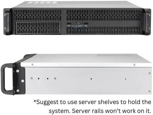 Alt view image 10 of 12 - RACKOWL 2U Server Case/ Rackmount Server Chassis, 4x 3.5"/2.5" HDD Bay, 1x 5.25" Device, Micro-ATX Motherboard Support ; Fans: Rear 2x 80mm, Size: 16.9"x3.5"x15.0"