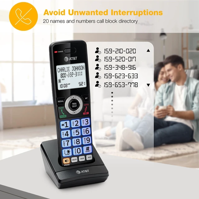 Alt view image 4 of 7 - 4-Handsets Landline Home Phone with Call Blocker, Caller ID/Call Waiting, Full-Duplex Handset Speakerphone, Backlit Keypad & Display, Rechargeable Battery, ECO Mode, DECT 6.0: GL2101-41
