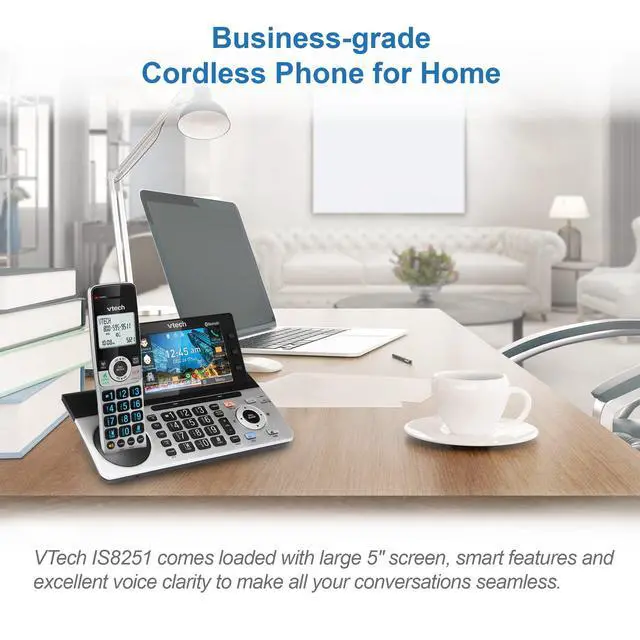 Alt view image 2 of 7 - IS8251-3 Business Grade 3-Handset Expandable Cordless Phone for Home Office, 5" Color Display, Programmable Short Cut Keys, Smart Call Blocking, Answering System,Bluetooth Connect to Cell