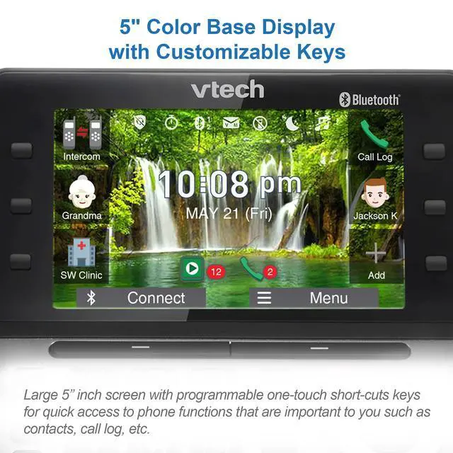 Alt view image 3 of 7 - IS8251-3 Business Grade 3-Handset Expandable Cordless Phone for Home Office, 5" Color Display, Programmable Short Cut Keys, Smart Call Blocking, Answering System,Bluetooth Connect to Cell