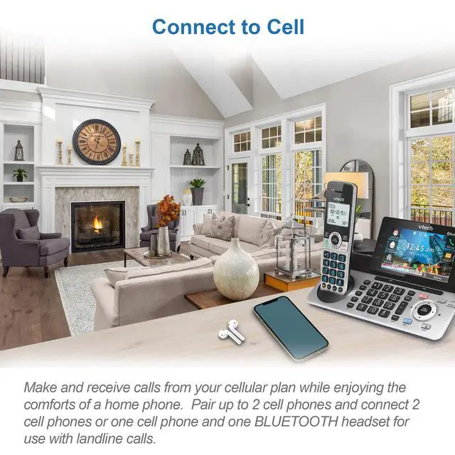 Alt view image 5 of 7 - IS8251-3 Business Grade 3-Handset Expandable Cordless Phone for Home Office, 5" Color Display, Programmable Short Cut Keys, Smart Call Blocking, Answering System,Bluetooth Connect to Cell