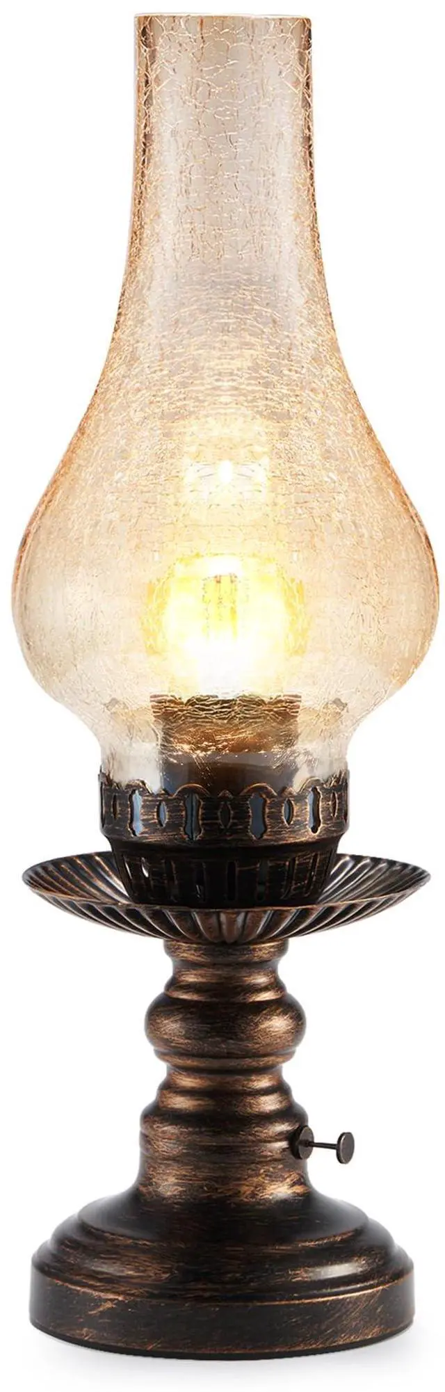Main image of Vintage Rechargeable Cordless Table Lamp with Dimmer & Touch Control, Small Battery Powered Lights, Amber Hand-Blown Glass Retro Farmhouse Lamp for Bedroom, Living Room, Dining Table, Kitchen