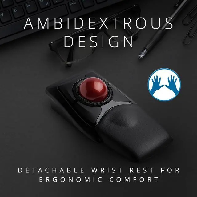 Alt view image 3 of 7 - Expert Wireless Trackball Mouse (K72359WW) Black, 3.5" x 6.1" x 8"