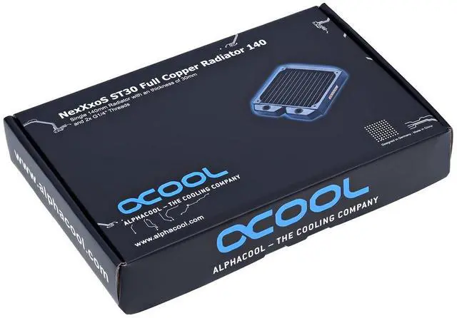 Alt view image 16 of 16 - Alphacool NexXxos ST30 Full Copper Radiator 140, 140mm x 1, Single Fan, Black