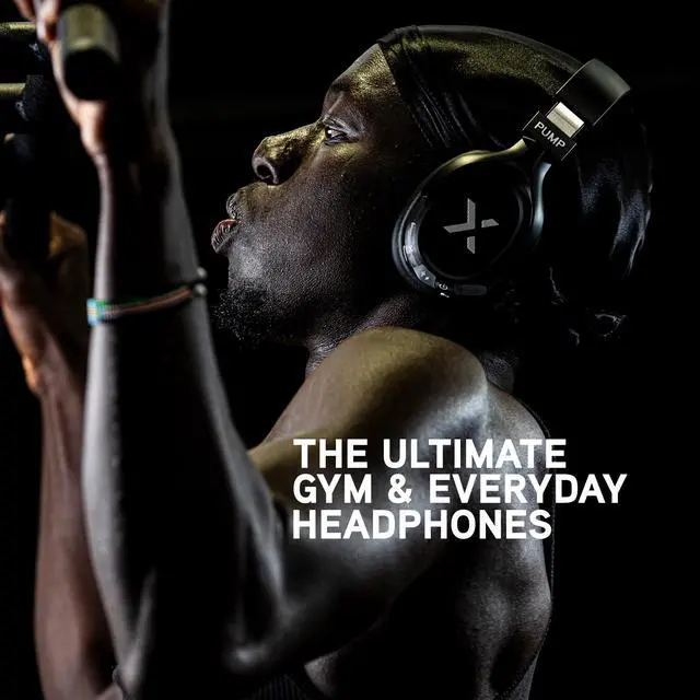 Alt view image 5 of 7 - Pump X Wireless Over-Ear Headphones, Bluetooth, Powerful Bass, Active Noise Cancelling & Transparency Mode, Interchangeable Ear Cups, All-Day Comfort for Gym and Training, Black/Silver