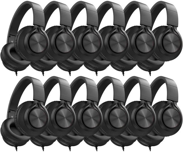 Main image of Kids Headphones Wired 12-Pack Bulk for School K-12 Students Classroom Use, Adjustable, Foldable, Over-Ear Headsets with Microphone HD Stereo Sound 3.5mm Jack for Online Learning