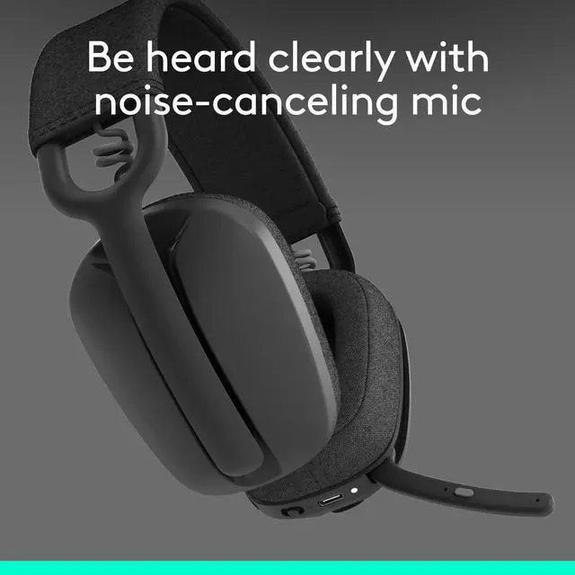 Alt view image 4 of 7 - Zone Vibe 100 Lightweight Wireless Over Ear Headphones with Noise Canceling Microphone, Advanced Multipoint Bluetooth Headset, Works with Teams, Google Meet, Zoom, Mac/PC - Graphite