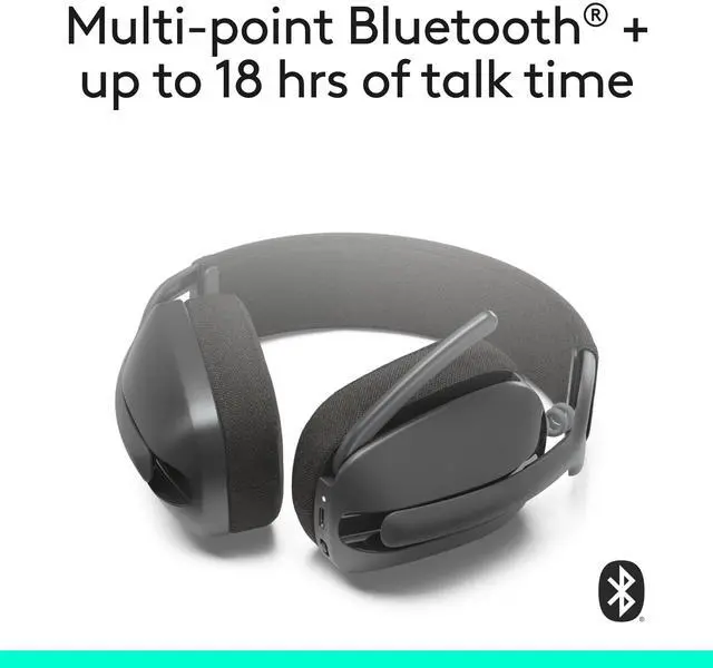Alt view image 6 of 7 - Zone Vibe 100 Lightweight Wireless Over Ear Headphones with Noise Canceling Microphone, Advanced Multipoint Bluetooth Headset, Works with Teams, Google Meet, Zoom, Mac/PC - Graphite