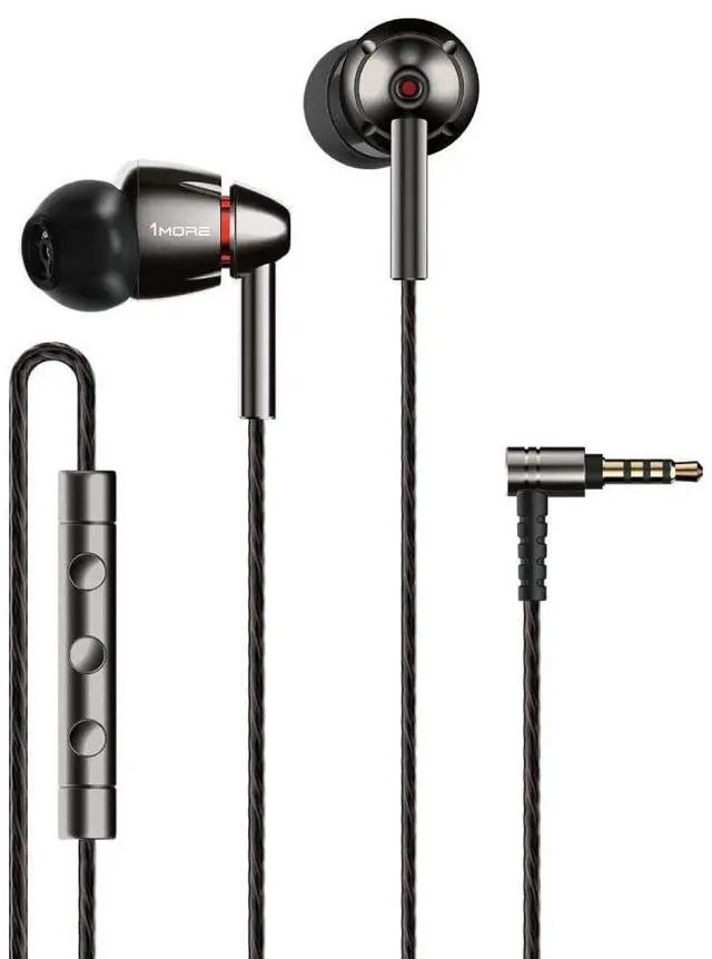 Main image of Quad Driver in-Ear Earphones Hi-Res High Fidelity Headphones Warm Bass, Spacious Reproduction, High Resolution, Mic in-Line Remote Smartphones/PC/Tablet - Silver/Gray