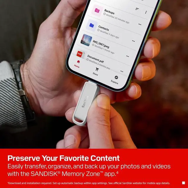 Alt view image 6 of 7 - SANDISK 1TB Phone Drive with USB Type-C - for Smartphones, Tablets, and Computers - Up to 150MB/s, USB 3.2 Gen 1 - Arctic White - SDIXS0N-1T00-GN6NE