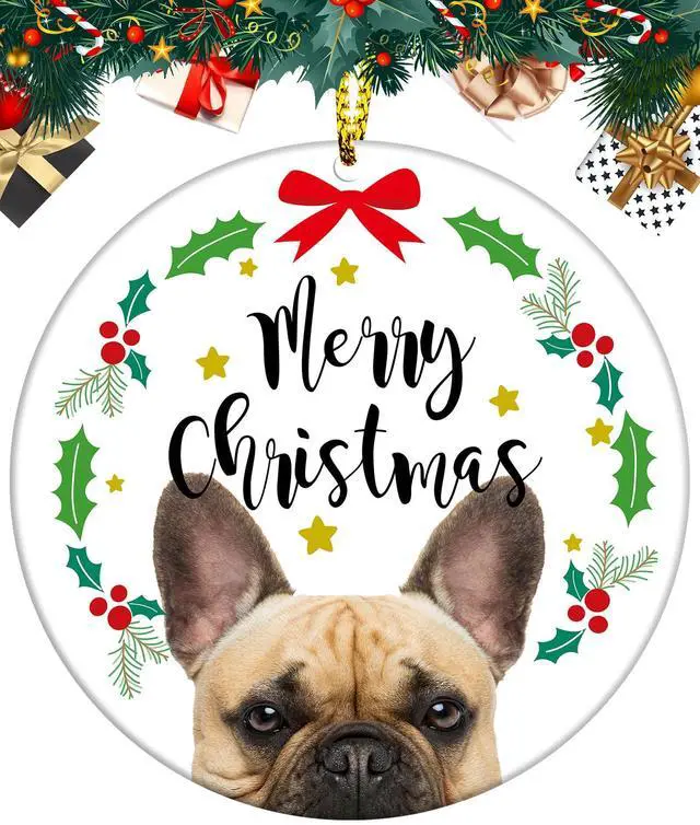 Main image of French Bulldog Ornament Gifts for Women 2023 Hanging Christmas Dog Decorations Indoor Clearance Keepasake Stocking Stuffers Girls Xmas Tree Decor