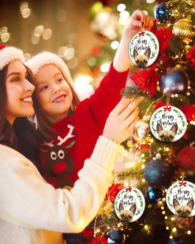 Alt view image 4 of 7 - French Bulldog Ornament Gifts for Women 2023 Hanging Christmas Dog Decorations Indoor Clearance Keepasake Stocking Stuffers Girls Xmas Tree Decor