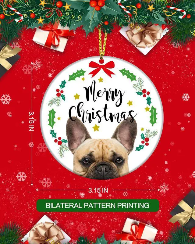Alt view image 7 of 7 - French Bulldog Ornament Gifts for Women 2023 Hanging Christmas Dog Decorations Indoor Clearance Keepasake Stocking Stuffers Girls Xmas Tree Decor