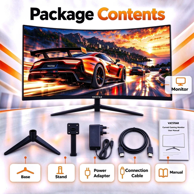 Alt view image 7 of 7 - VJCSTAR 32 Inch Curved 240Hz Gaming Monitor, 1500R FHD 1080P VA Display with 1ms MPRT, Freesync, HDR, 4000:1 Contrast, HDMI/DP, VESA Support, Ideal for Gaming & Office