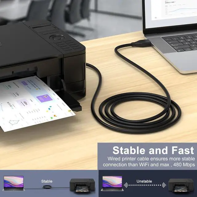 Alt view image 7 of 7 - Canon Printer Cable, 10 FT High Speed 2.0 USB B to USB A Cable for Canon Pixma TS 3522,TS3722,TS7720,TS6420A,MG3620,MG2522,MG2525,MG6821,MG7120,MG5620,MG5720,MG7520,MG7720,MG3029,MG2920 Printer Cord