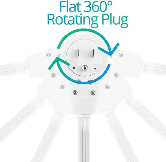 Alt view image 5 of 6 - Monitor Computer Power Cord 6 Ft Flat Plug 360° Rotating PC Cable 3 Prong for, Desktop, Printer, Scanner, 16 AWG NEMA 5-15P to IEC13 - UL Certified