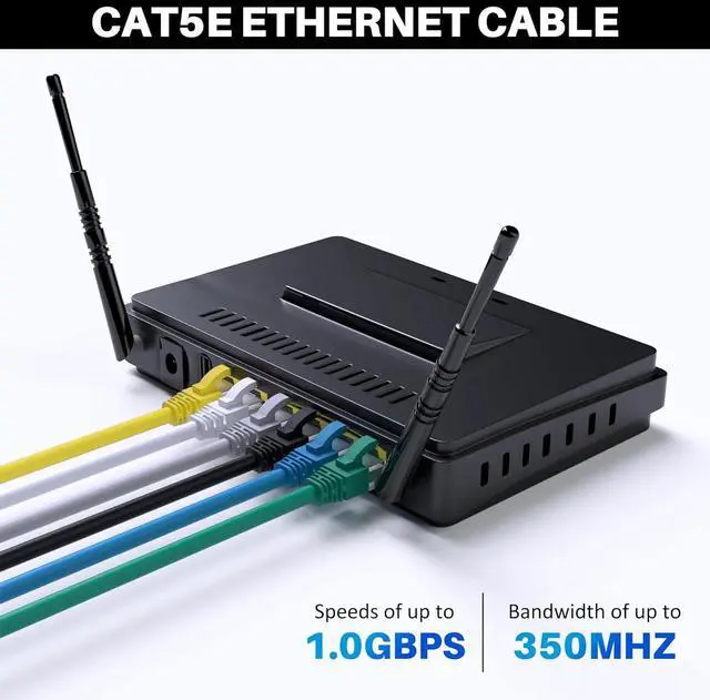 Alt view image 4 of 5 - Cat5e Ethernet Cable 25 FT, Long Cat 5e Internet Cable, White Snagless Patch Cord, Flexible, Network, LAN, PoE, Standard RJ45 Connector for PC, Server, Router, Modem, TV, PS5 - with 15 Cable Ties