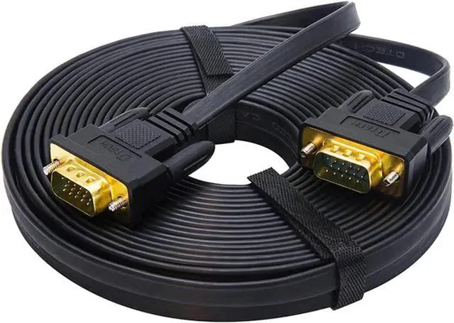 Alt view image 3 of 5 - 25ft Ultra Thin Flat Type Computer Monitor VGA Cable Standard 15 Pin Male to Male Connector SVGA Wire 25 Feet - Black