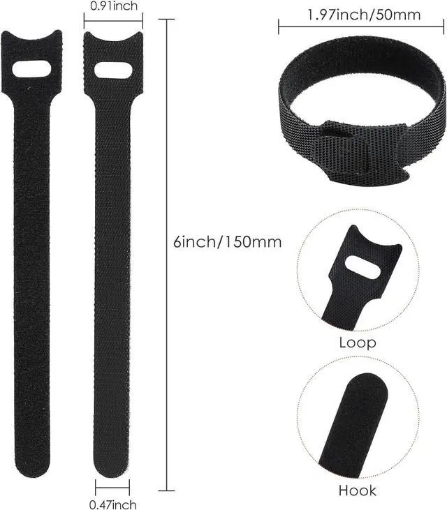 Alt view image 2 of 6 - 120PCS 6 Inch Reusable Cable Ties Wire Ties Cord Organizer Cable Organizer Adjustable Management Black