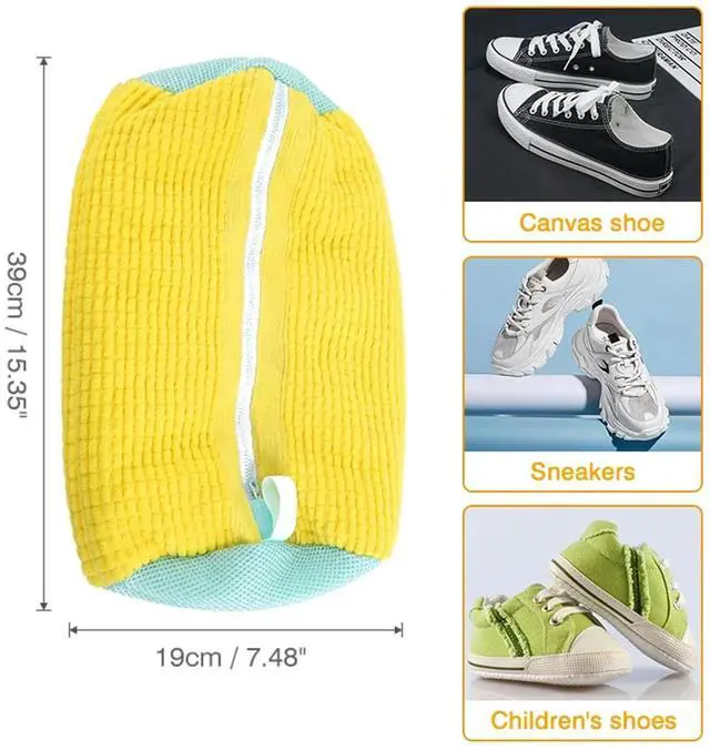 Alt view image 2 of 7 - Shoe Laundry Bag for Washing MachineShoe Cleaning BagShoes Wash Bags,Sneaker Mesh Washing Bag,shoe Cleaning Laundry Shoes Laundry Bag Sneaker Washing Bag for 360° Cleaning White Shoes (Yellow 2PC)