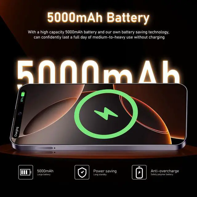 Alt view image 6 of 7 - GAMAKOO G16 PRO MAX 6GB+128GB Dual Sim 5G Unlocked Cell Phone Smartphone Android Cheap Phone White