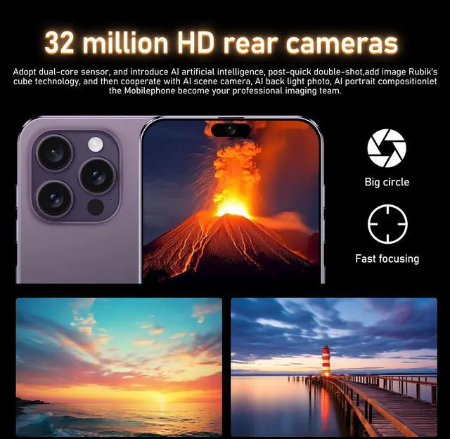 Alt view image 4 of 7 - GAMAKOO G16 PRO MAX 6GB+128GB Dual Sim 5G Unlocked Cell Phone Smartphone Android Cheap Phone White