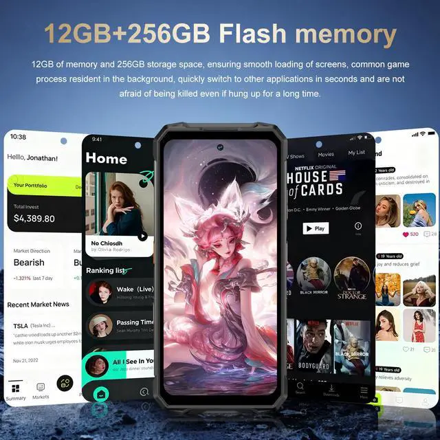 Alt view image 4 of 6 - GAMAKOO R26 Ultra 5G Rugged Smartphone Dual Sim 12GB+256G Unlocked Cell Phone 7.2" Screen Android 15 Deca Core 72+108MP 10000mAh Purple