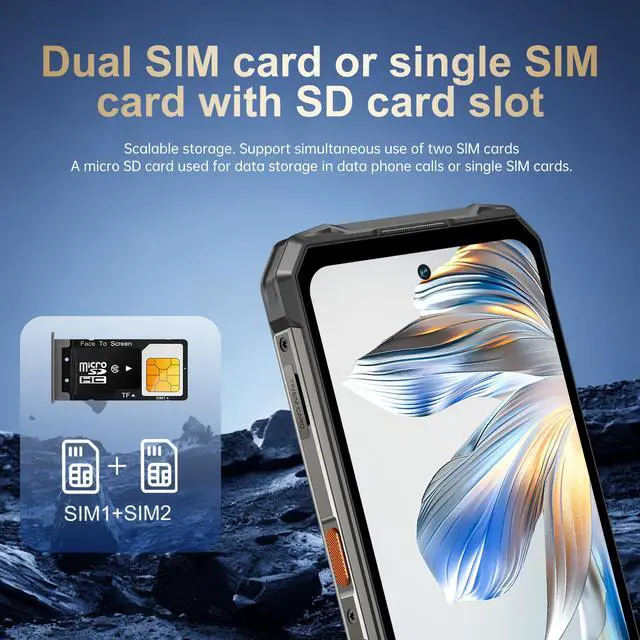 Alt view image 6 of 6 - GAMAKOO R26 Ultra 5G Rugged Smartphone Dual Sim 12GB+256G Unlocked Cell Phone 7.2" Screen Android 15 Deca Core 72+108MP 10000mAh Blue