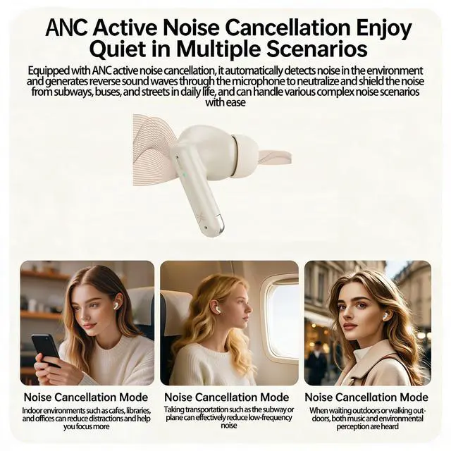 Alt view image 4 of 7 - TWS Wireless Earbuds Bluetooth Earphone Noise-cancelling With Charging Case Pink