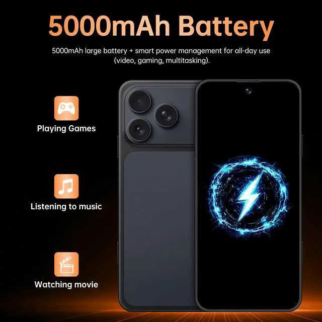 Alt view image 6 of 7 - GAMAKOO G17 Pro Max 5G Smartphone 4G+64G Dual Sim Android Unlocked Cell Phone 5000mAh 16MP+32MP Orange