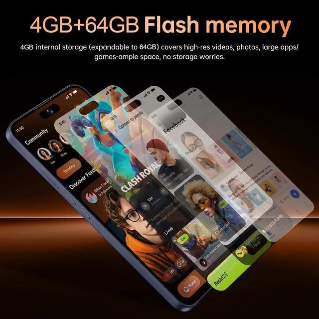 Alt view image 5 of 7 - GAMAKOO G17 Pro Max 5G Smartphone 4G+64G Dual Sim Android Unlocked Cell Phone 5000mAh 16MP+32MP Orange