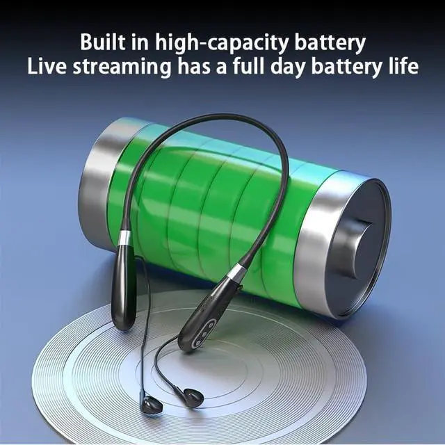 Alt view image 5 of 7 - E8 Wireless Neckband Headset, Built-in Sound Card Noise Cancelling Microphone, Remote Control, Great for Gaming, Live, TikTokk Video, PC/Phone/Tablet Compatible