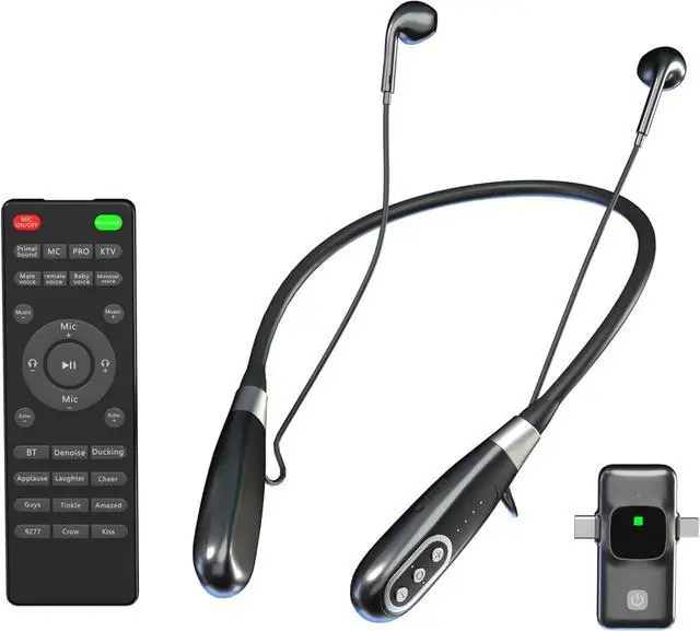 Main image of E8 Wireless Neckband Headset, Built-in Sound Card Noise Cancelling Microphone, Remote Control, Great for Gaming, Live, TikTokk Video, PC/Phone/Tablet Compatible