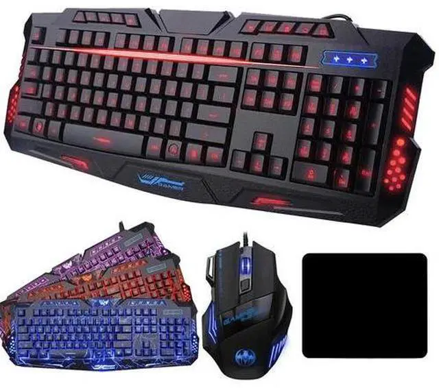 Main image of Computer Desktop Gaming Keyboard and Mouse Mechanical Feel LED Light Backlit