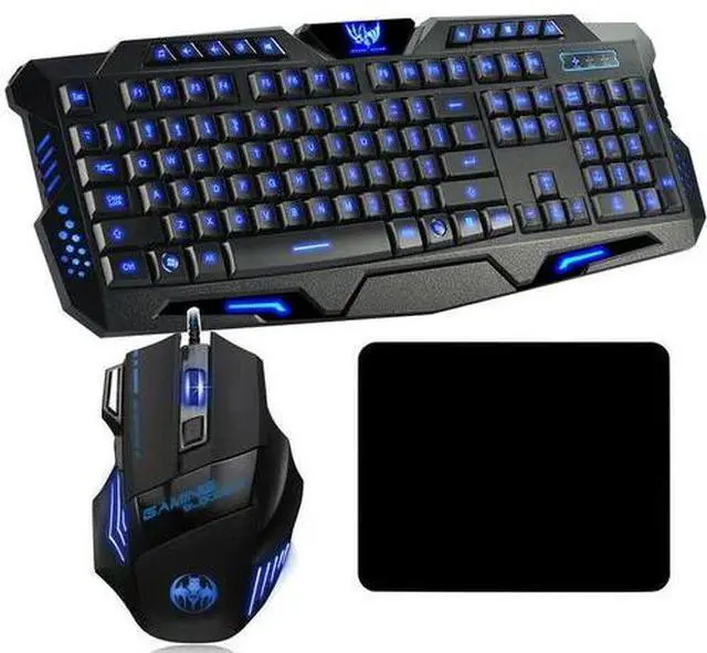 Alt view image 2 of 7 - Computer Desktop Gaming Keyboard and Mouse Mechanical Feel LED Light Backlit