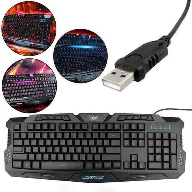 Alt view image 4 of 7 - Computer Desktop Gaming Keyboard and Mouse Mechanical Feel LED Light Backlit