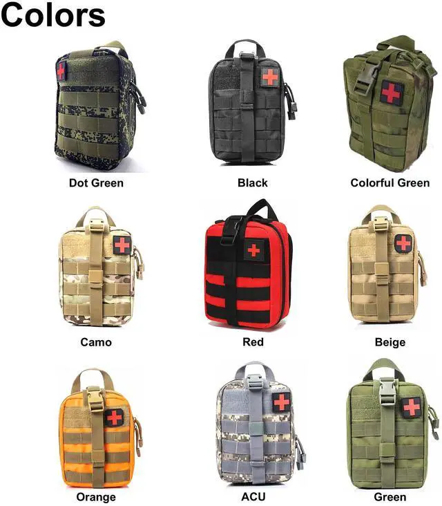 Alt view image 9 of 14 - Tactical First Aid Pouch Kit Survival Military Medical Bag Utility Emergency Bag mud color