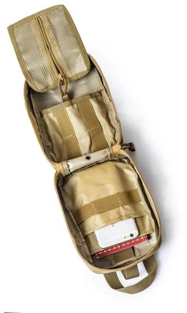 Alt view image 10 of 14 - Tactical First Aid Pouch Kit Survival Military Medical Bag Utility Emergency Bag mud color