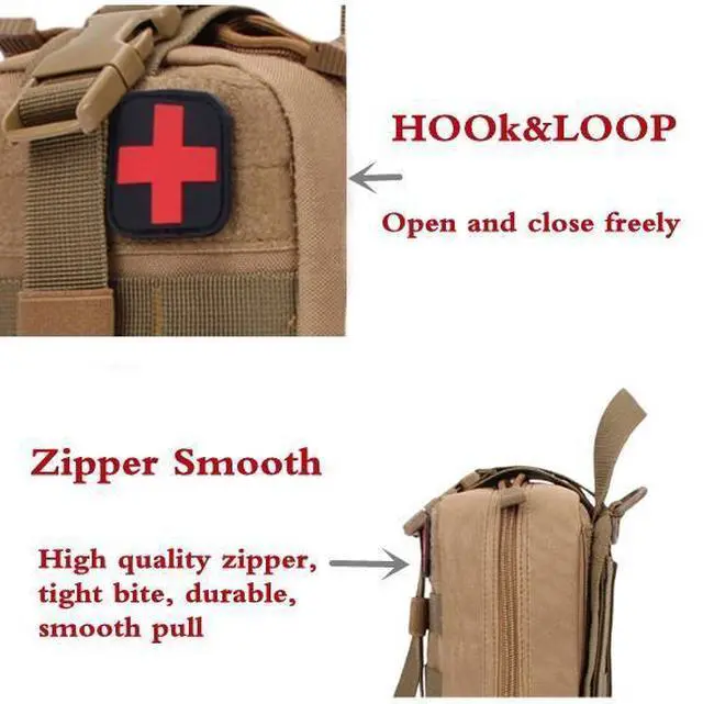 Alt view image 12 of 14 - Tactical First Aid Pouch Kit Survival Military Medical Bag Utility Emergency Bag mud color