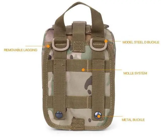 Alt view image 14 of 14 - Tactical First Aid Pouch Kit Survival Military Medical Bag Utility Emergency Bag mud color
