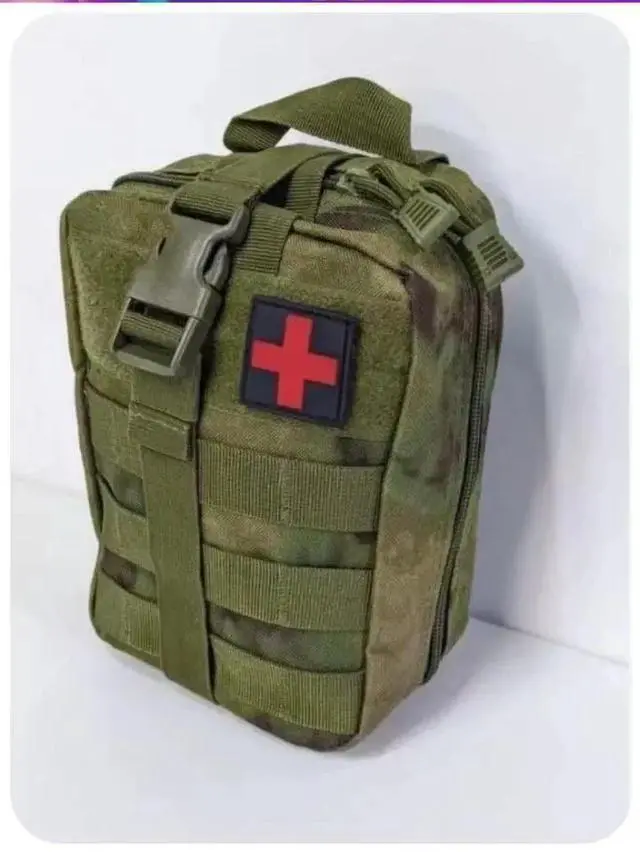 Alt view image 8 of 8 - Tactical First Aid Pouch Kit Survival Military Medical Bag Utility Emergency Bag Ruins green