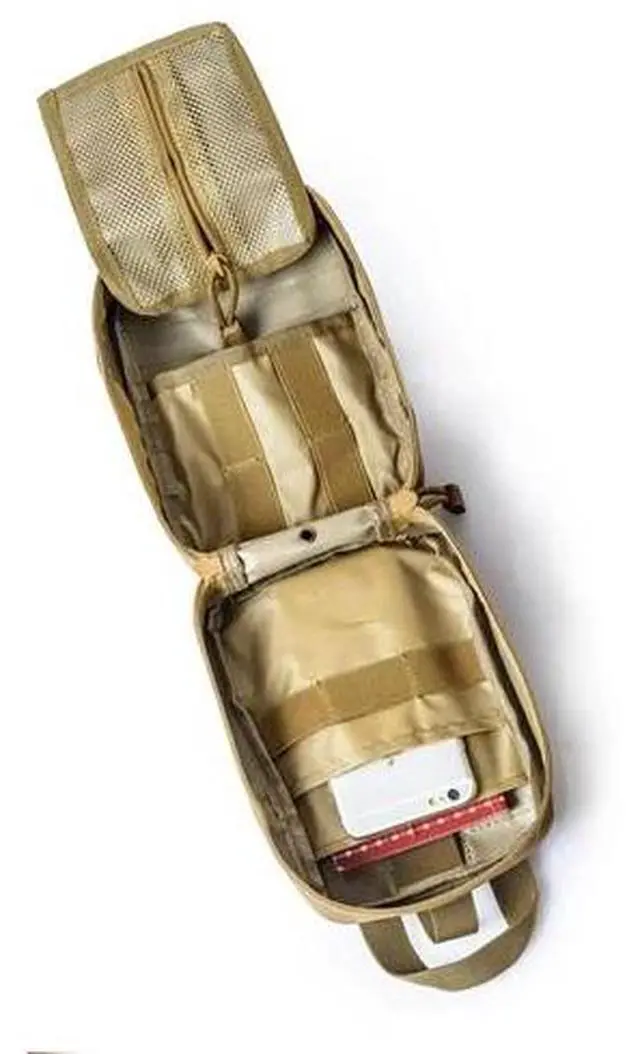 Alt view image 3 of 7 - Beige Tactical MOLLE Rip Away EMT Medical First Aid IFAK Medical Utility Bag Pouch