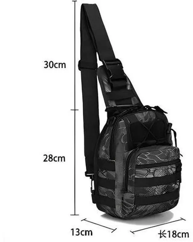 Alt view image 3 of 7 - Mens Backpack Tactical Sling Bag Shoulder Molle Travel Chest Pack Outdoor Hiking Black
