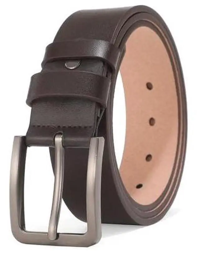 Main image of Women Men's Belts Full Grain Genuine Leather Casual Dress Jeans Wide Belts Vintage Pin Buckle Brown 44 inch 46 inch