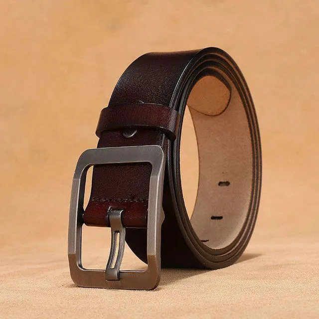 Main image of Women Men's Belts Full Grain Genuine Leather Casual Dress Jeans Wide Belts Vintage Pin Buckle Brown 40 inch 42 inch