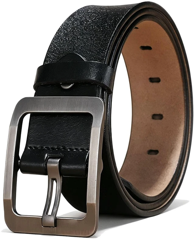 Main image of Women Men's Belts Full Grain Genuine Leather Casual Dress Jeans Wide Belts Vintage Pin Buckle Black 40 inch 42 inch