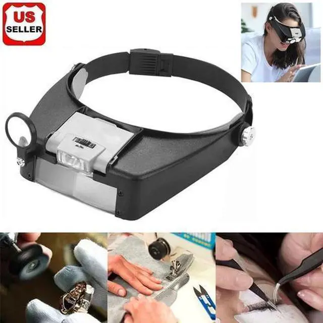 Main image of Jewelers Head Headband Magnifier LED Illuminated Visor Magnifying Glasses Loupe