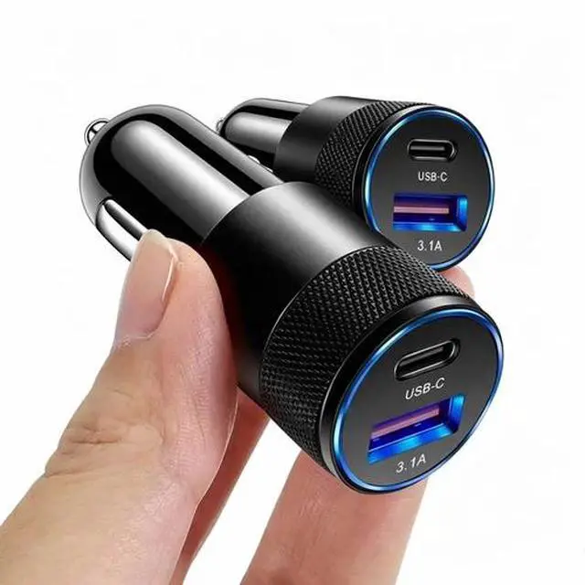 Alt view image 2 of 7 - 2Pack 15W Fast Charging 2 Port PD USB-C Car Charger Adapter For iPhone Samsung Black