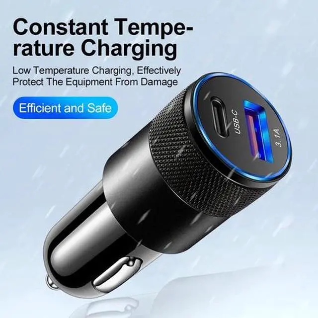 Alt view image 5 of 7 - 2Pack 15W Fast Charging 2 Port PD USB-C Car Charger Adapter For iPhone Samsung Black